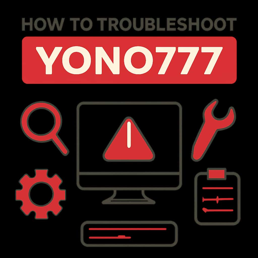 A diagram illustrating common troubleshooting steps for Yono777.