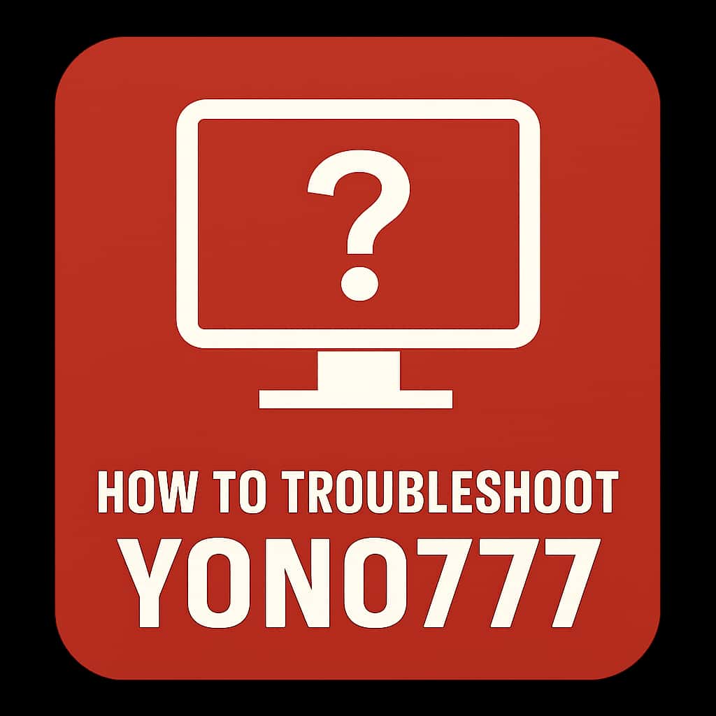 An icon representing troubleshooting resources for the Yono777 app.