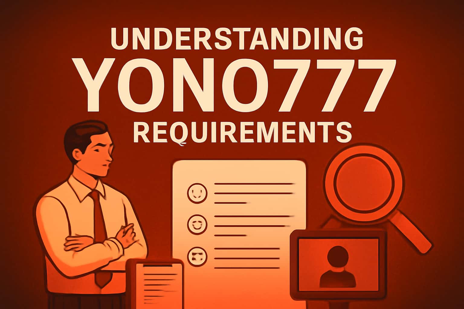 Informational image about Yono777 requirements with the text Yono777.