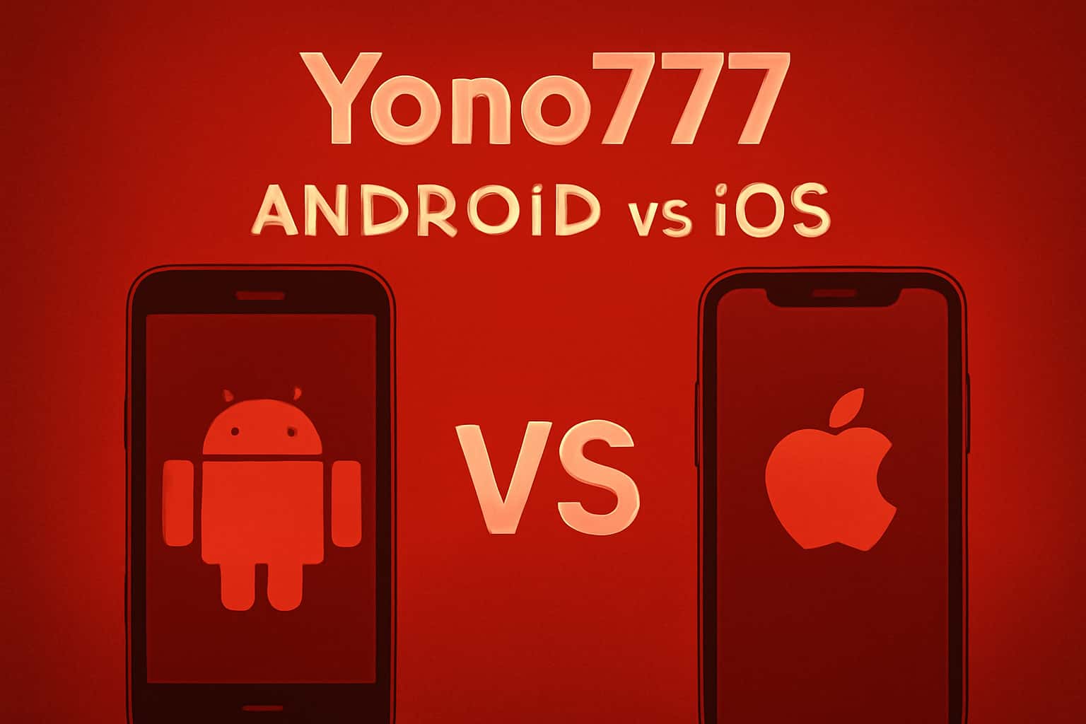 A professional scene representing the comparison between Yono777 on Android and iOS.
