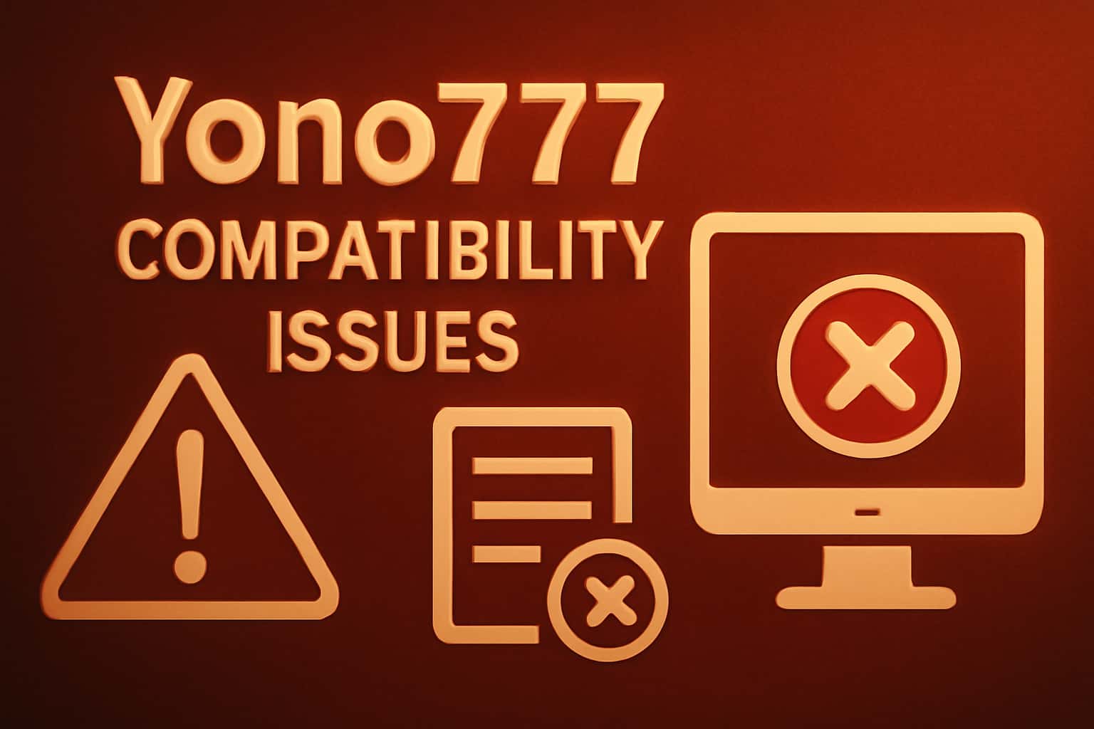 An informative visual representation of Yono777 Compatibility Issues with text featuring 'Yono777'.