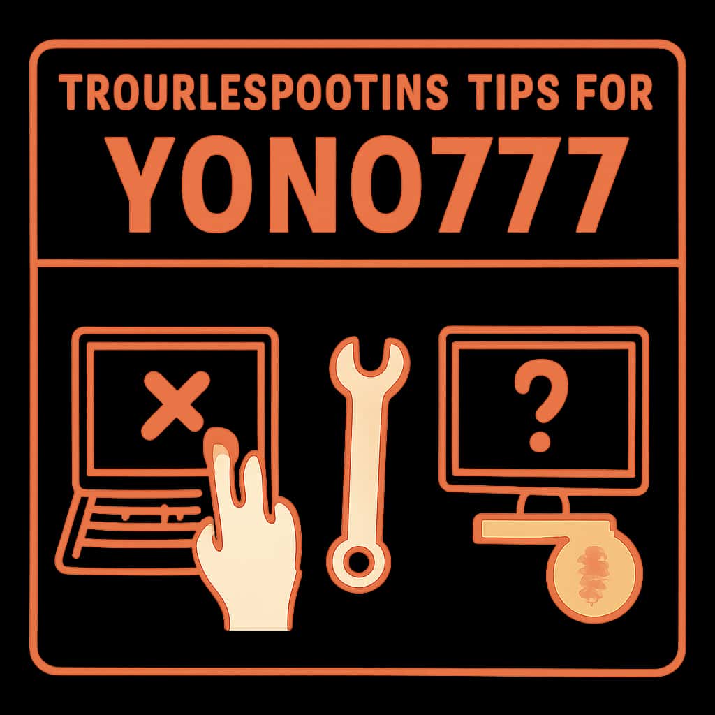 Illustration explaining troubleshooting tips for Yono777.